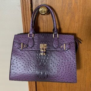 Dasein Faux Leather Purple Snakeskin Handbag